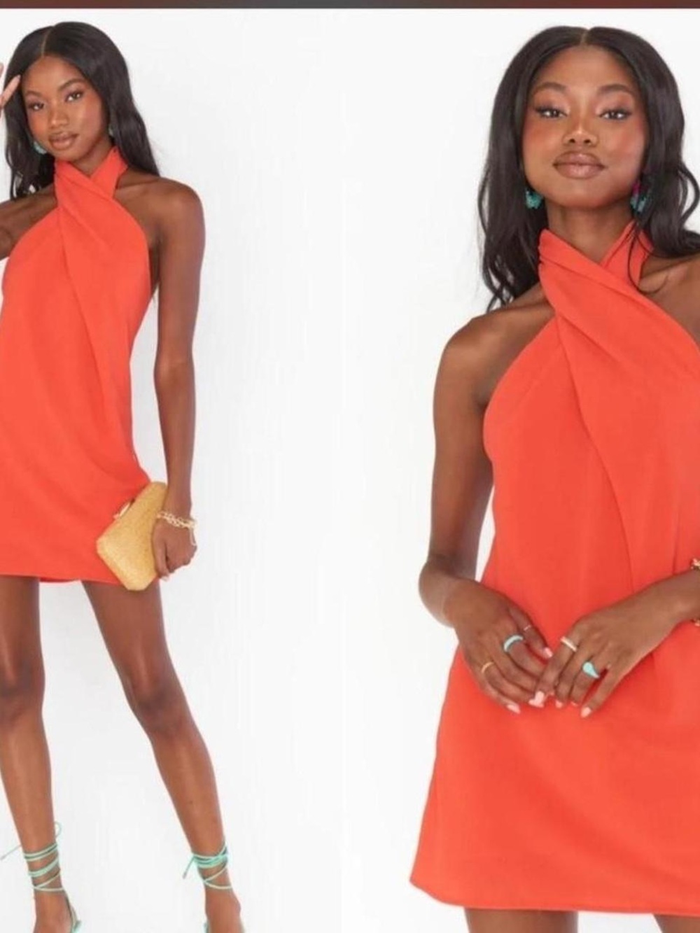 Show Me Your MuMu Orange Cross-Halter Mini Dress